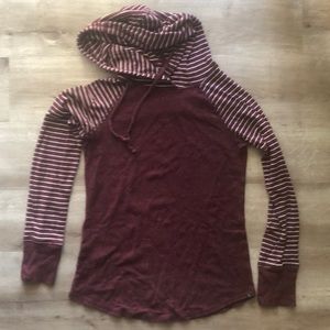 red hooded sweatshirt